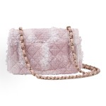 CHANEL diamond-patterned gold buckle chain mini pink